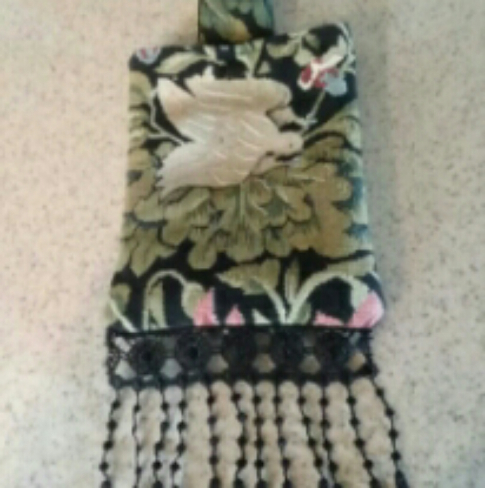 Tapestry belt pouch with fringes